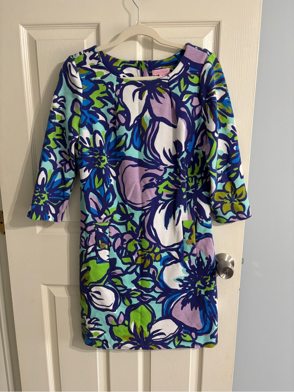 Lilly Pulitzer Floral Shift Dress in Blue, Purple & Green